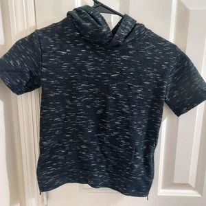 Art Class Moto Zip black Short Sleeve Sport Pullover Hooded Sweatshirt top